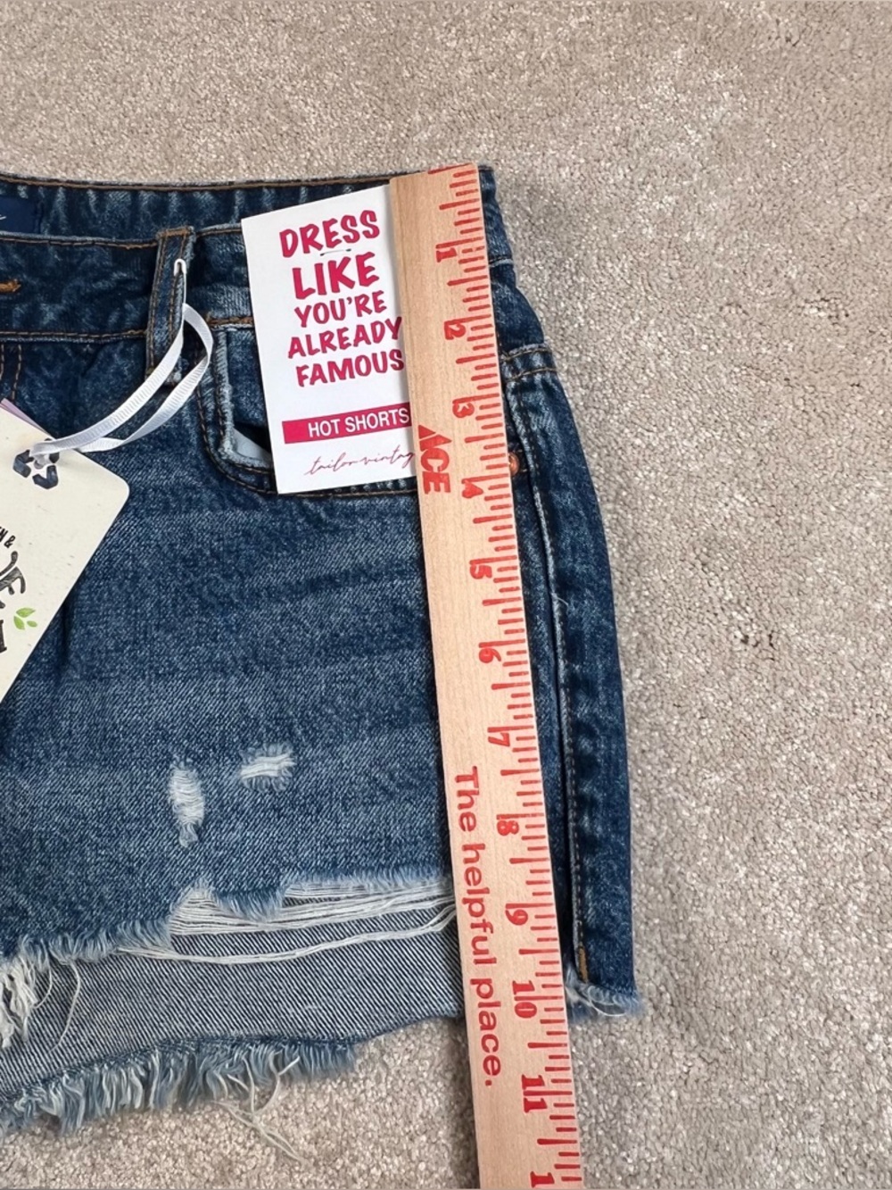 Tailor Vintage Denim Hot Shorts Blue Jean Cut Off Distressed NWT Cotton Junior 7 - Picture 8 of 9